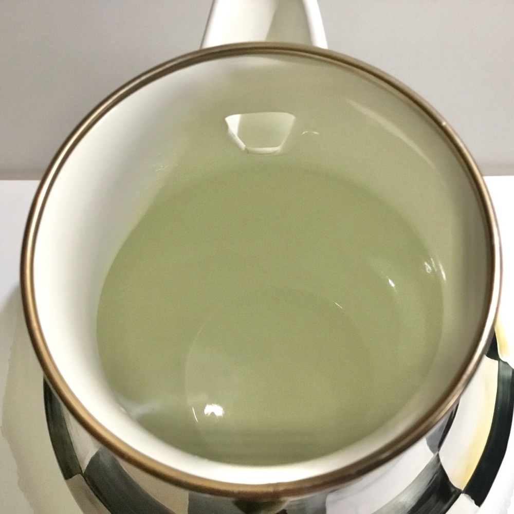NWOT MacKenzie-Childs Courtly Check Enamelware tea coffee pot - Picture 13 of 16